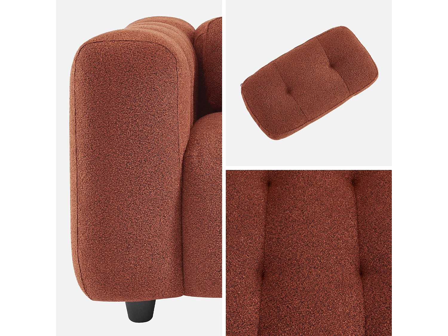 Sillón tapizado en tejido borreguito, 1 plaza terracotta