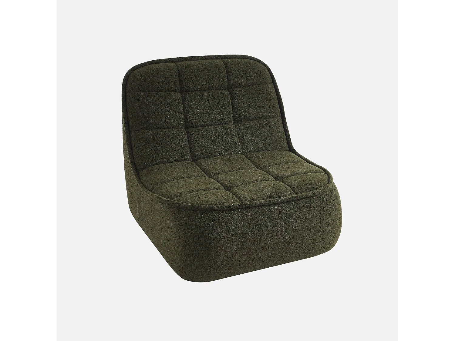 Sillón en borreguito, 1 plaza verde kaki