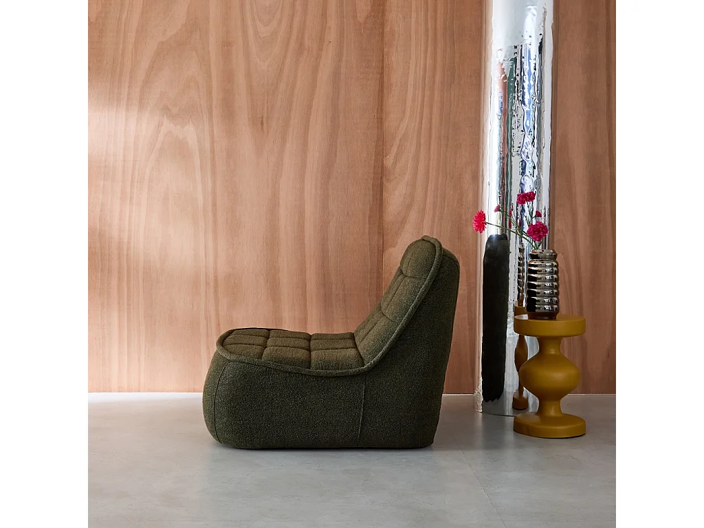 Sillón en borreguito, 1 plaza verde kaki