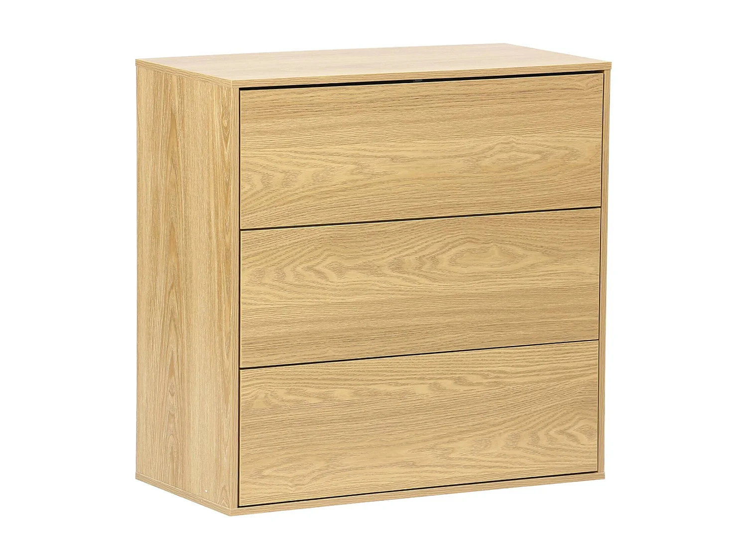 Modulo di stoccaggio decorativo in legno 3 cassetti, quercia