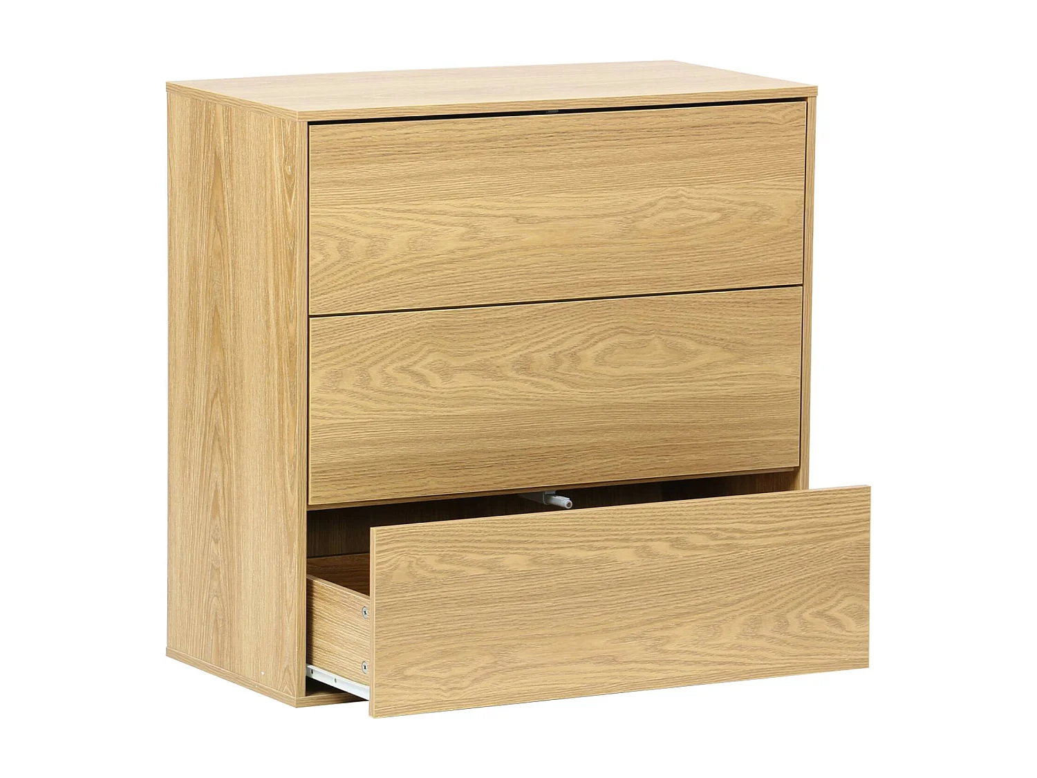 Modulo di stoccaggio decorativo in legno 3 cassetti, quercia