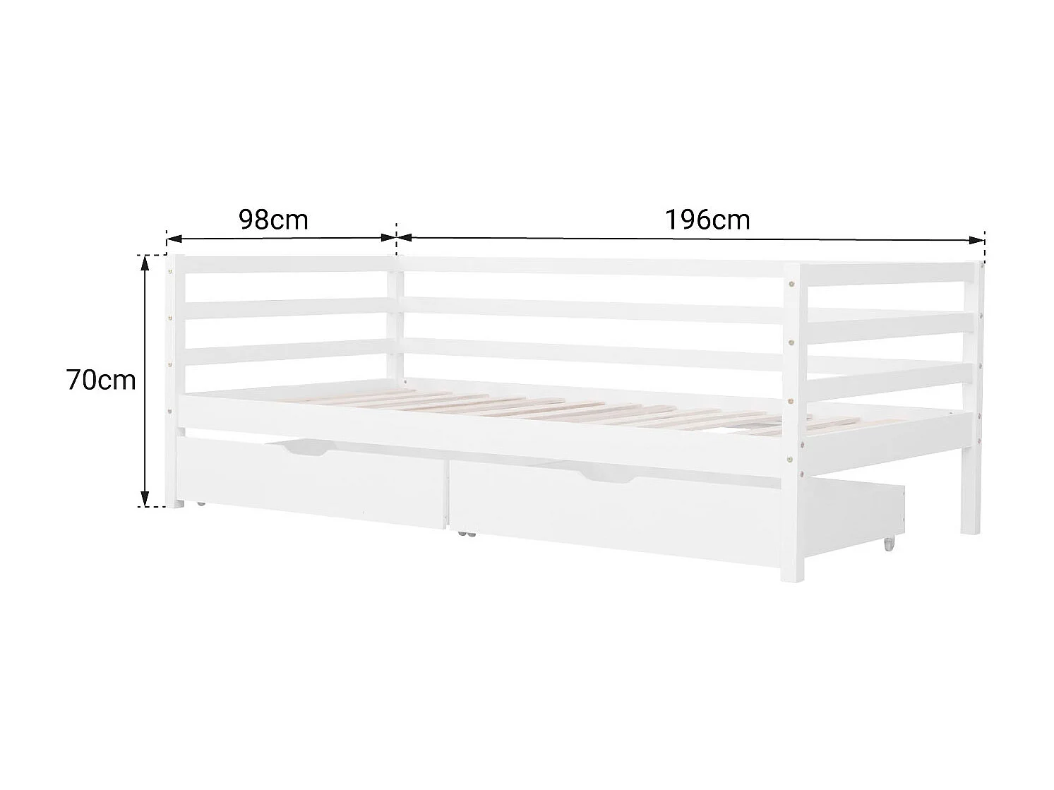 Lit banquette pour enfant 190x90cm avec tiroirs JULES