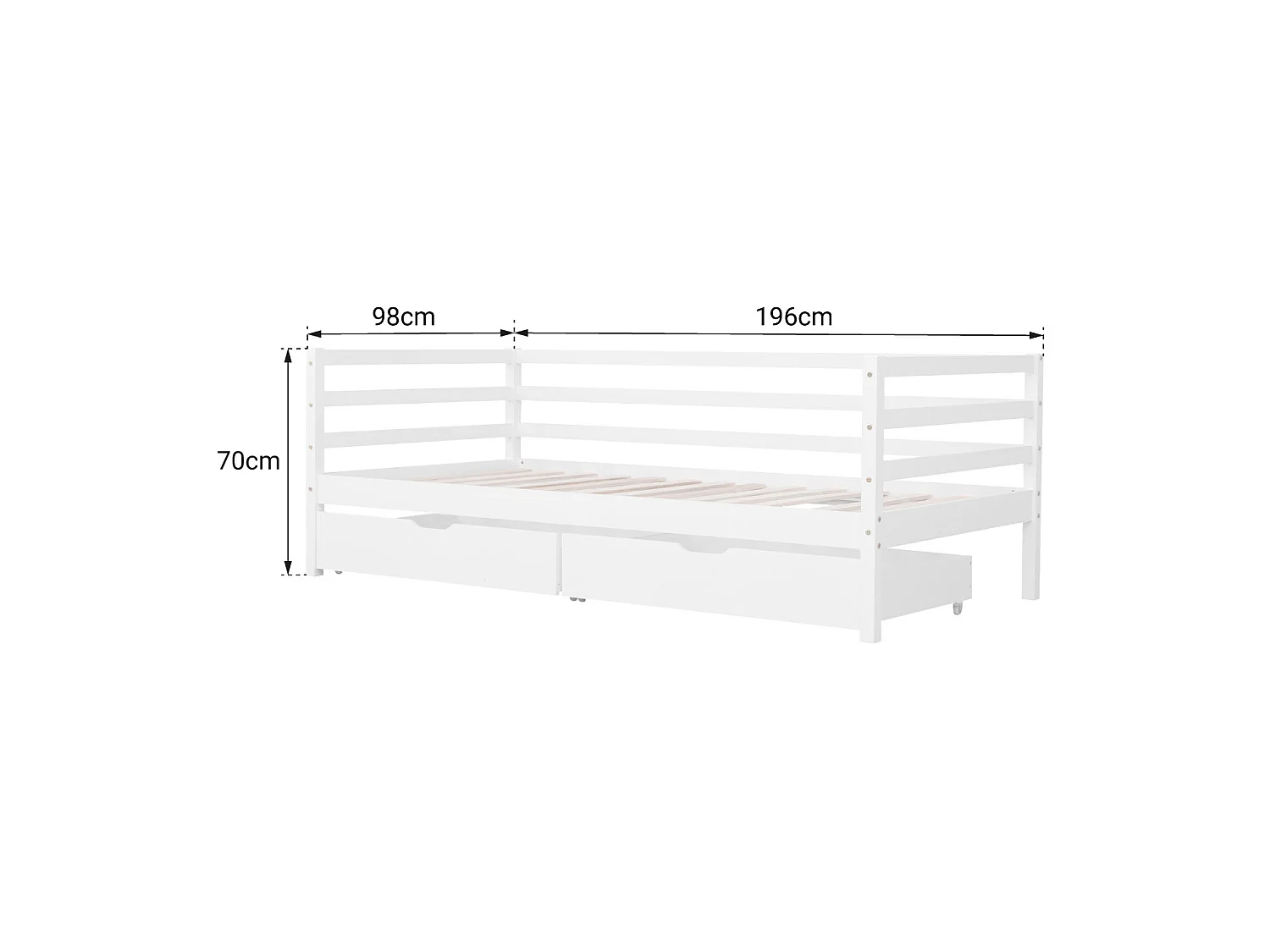 Bedbank voor kinderen 190x90cm met lades JULES