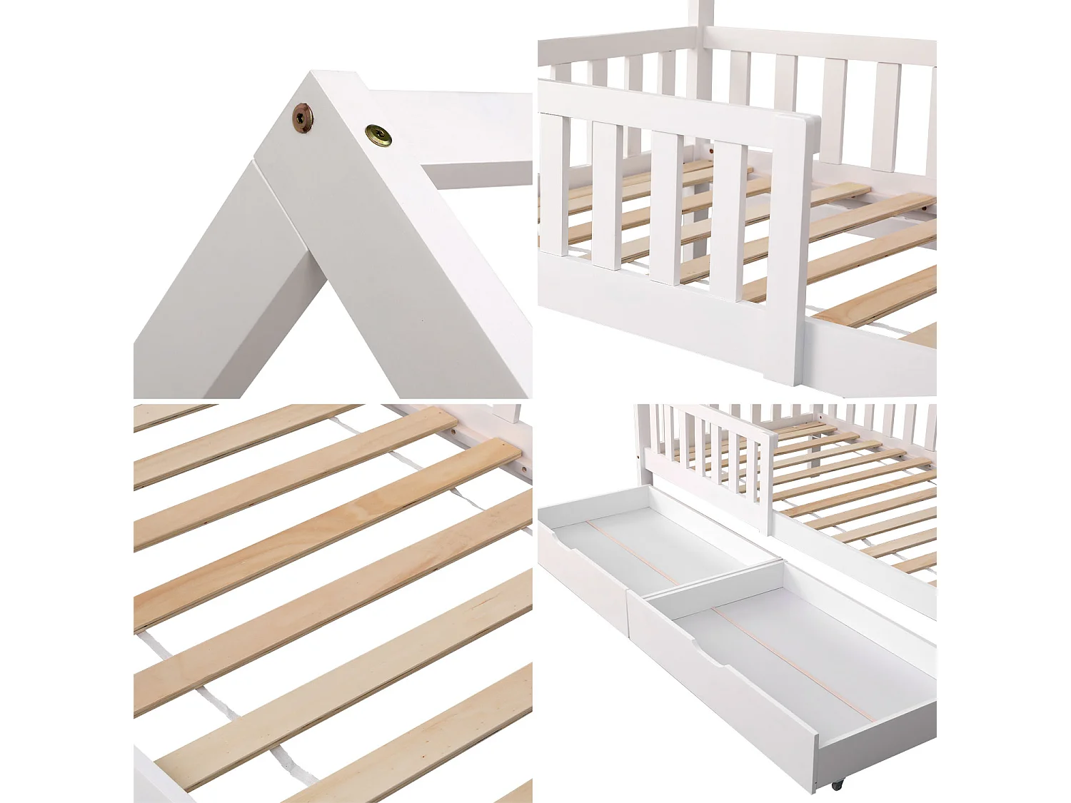 Kinderbed 190x90cm wit met lades MARCEAU