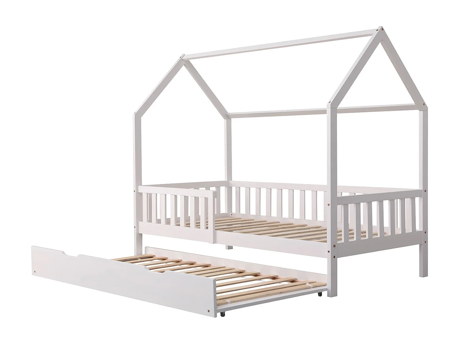 Lit cabane gigogne pour enfant 190x90cm blanc MARCEAU