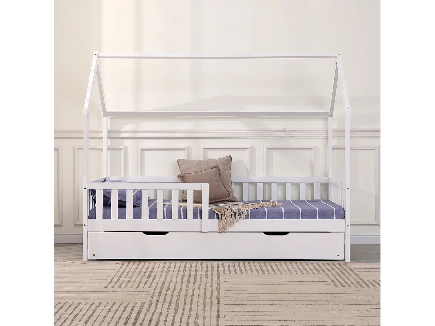 Lit cabane gigogne pour enfant 190x90cm blanc MARCEAU