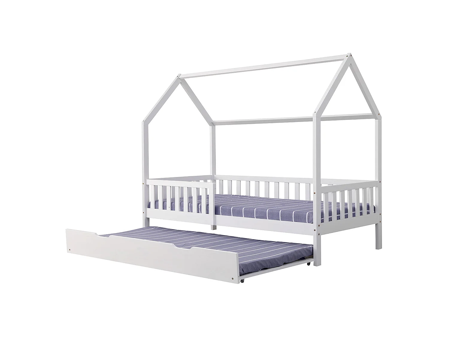 Lit cabane gigogne pour enfant 190x90cm blanc MARCEAU