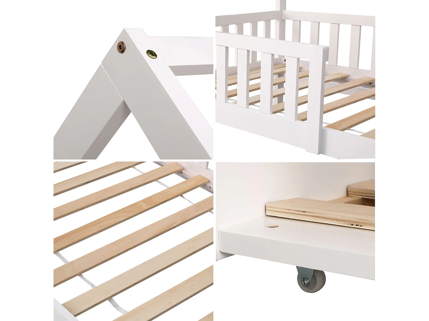 Lit cabane gigogne pour enfant 190x90cm blanc MARCEAU