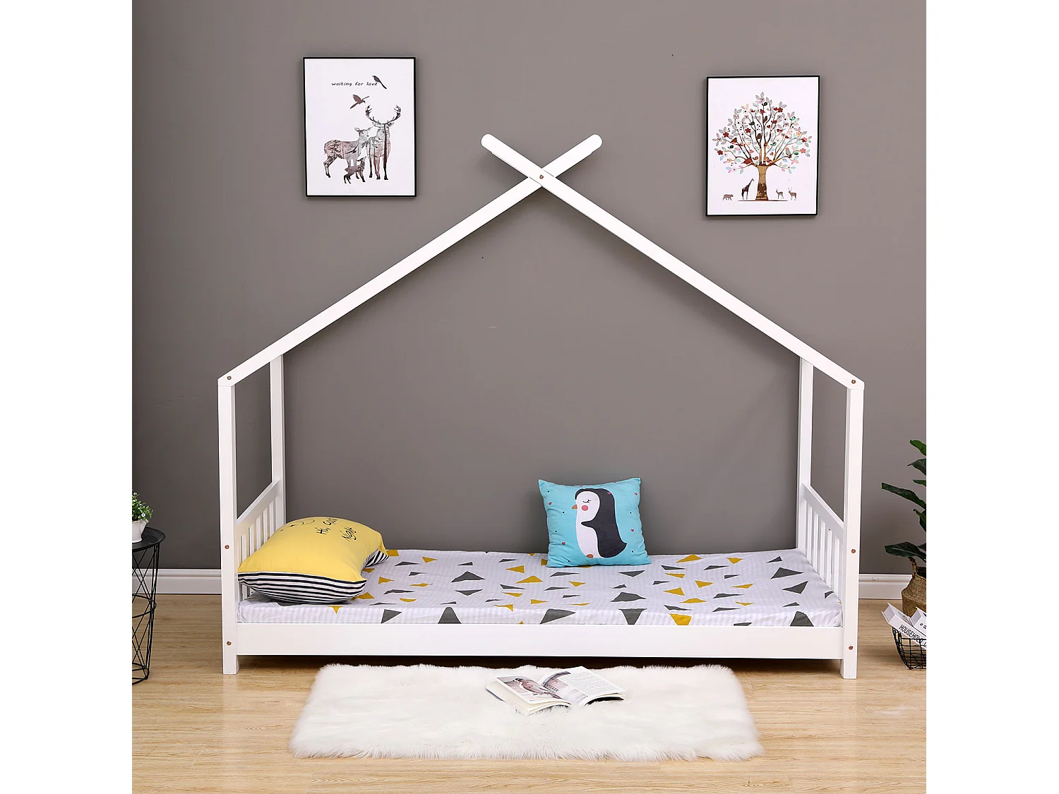 Lit cabane pour enfant 190x90cm blanc GASPARD