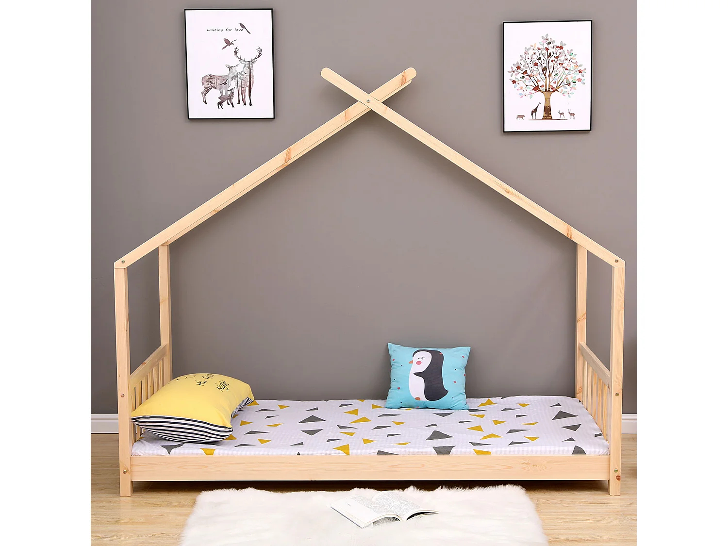 Lit cabane pour enfant 190x90cm en bois GASPARD