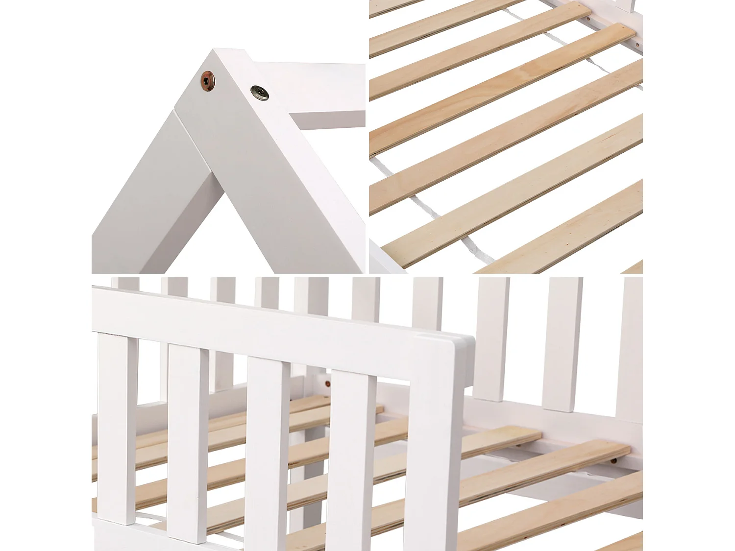 Lit cabane pour enfant 190x90cm blanc MARCEAU