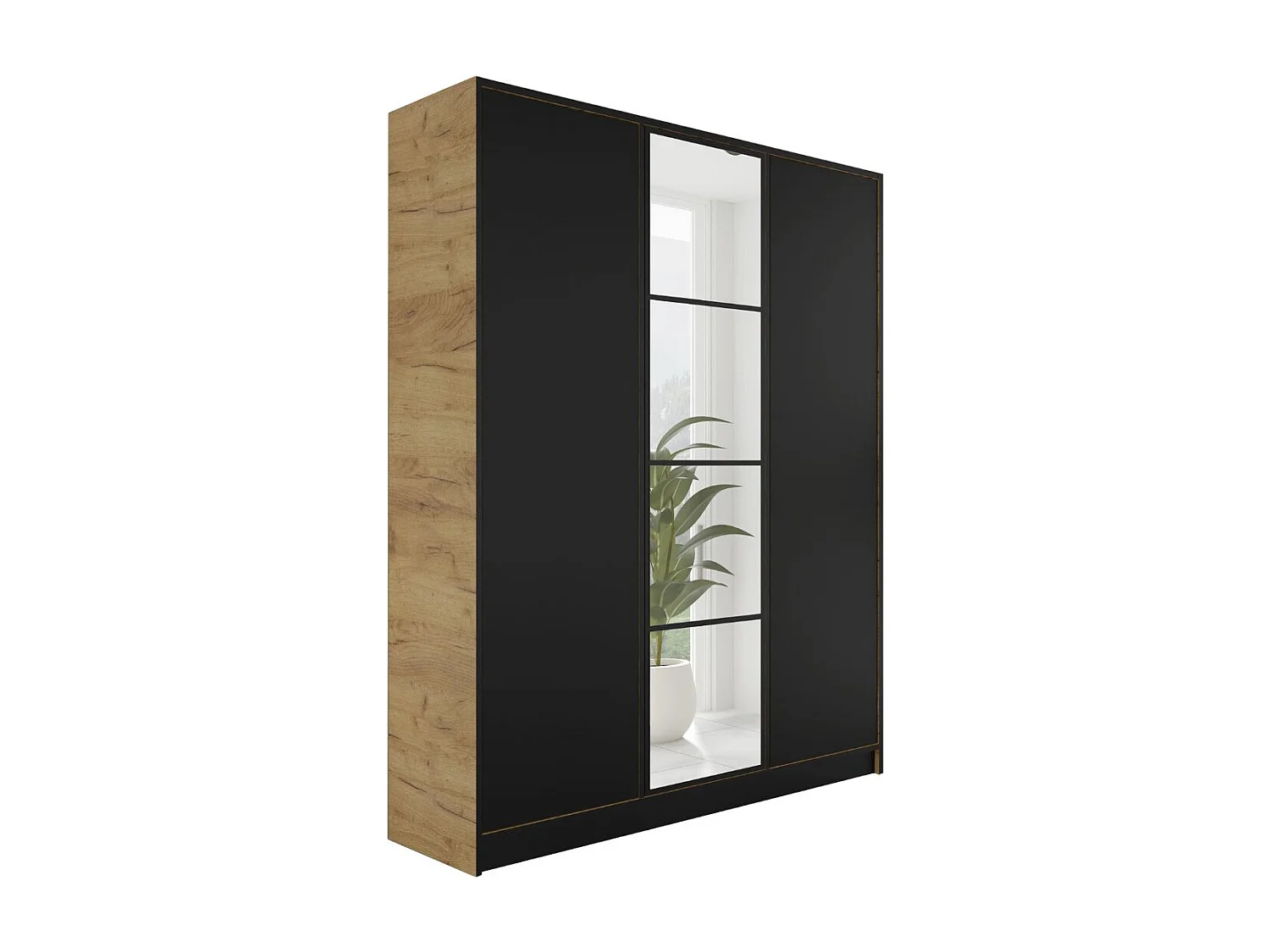 Armoire ouvrante EDEN 3D Modèle 4 Chêne Craft doré Noir