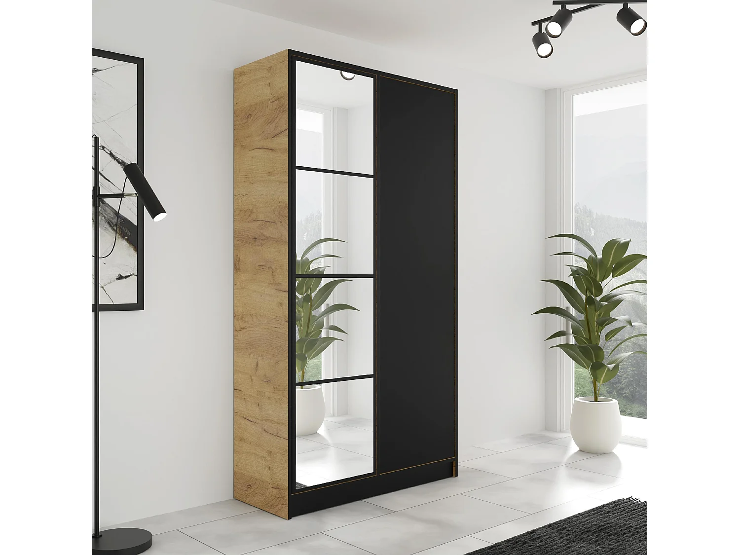 Armoire ouvrante EDEN 2D Modèle 4 Chêne Craft doré Noir