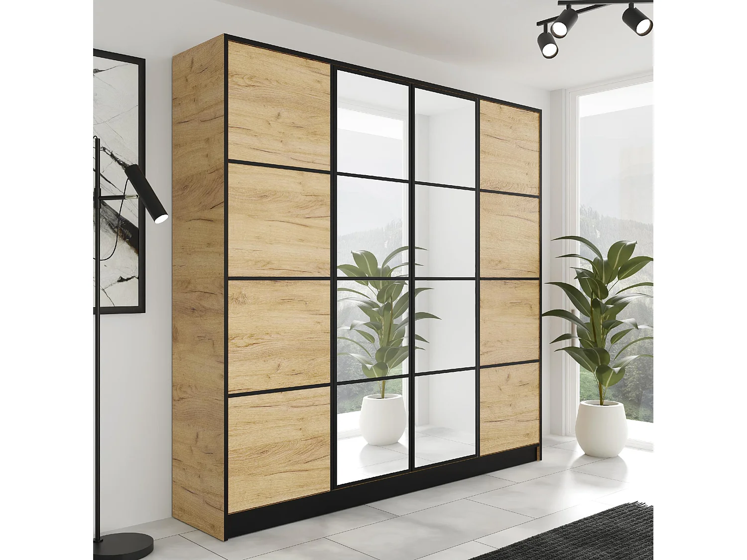 Armoire ouvrante EDEN 4D Modèle 2 Chêne Craft doré