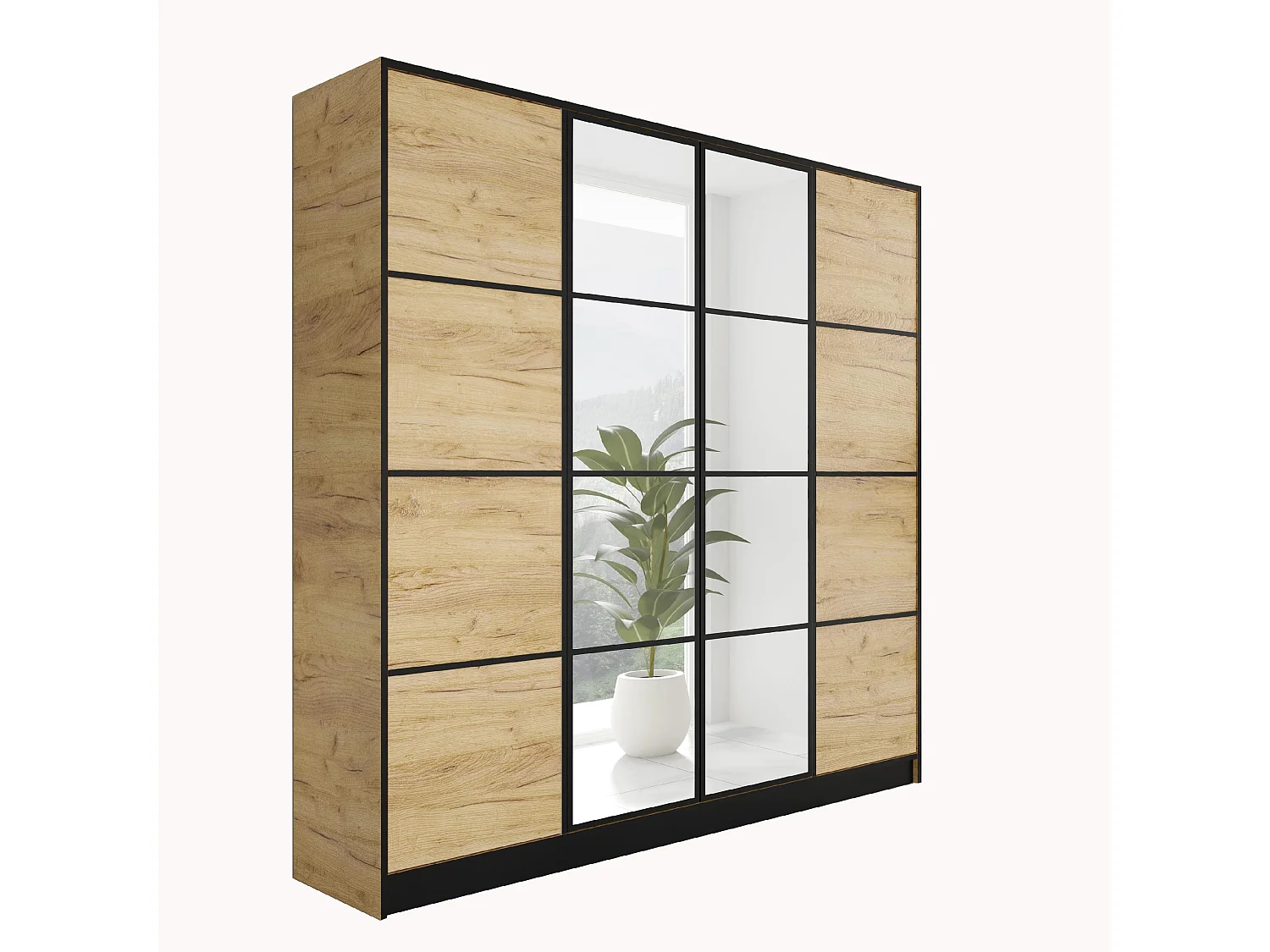 Armoire ouvrante EDEN 4D Modèle 2 Chêne Craft doré