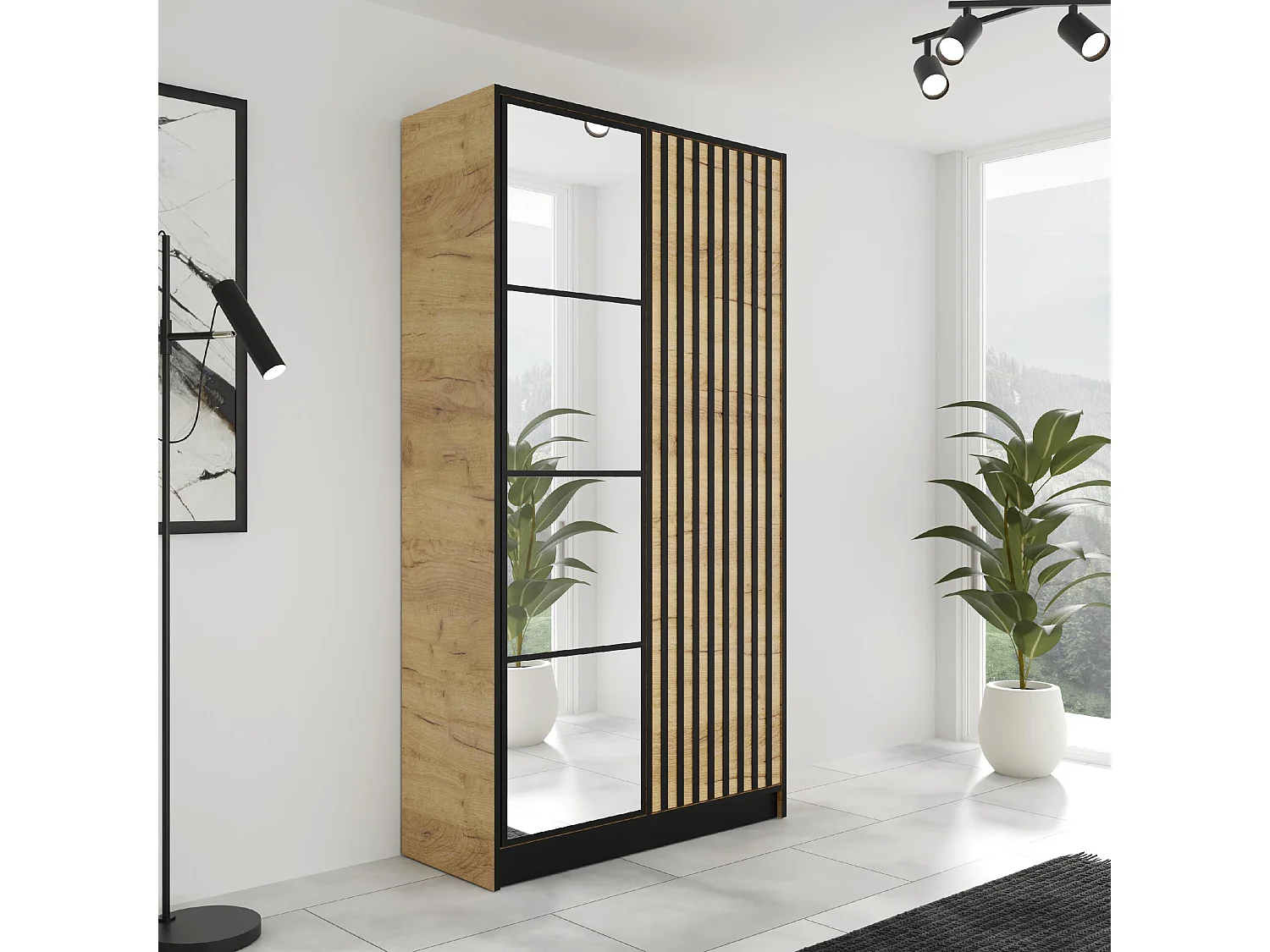 Armoire ouvrante EDEN 2D Modèle 3 Chêne Craft doré