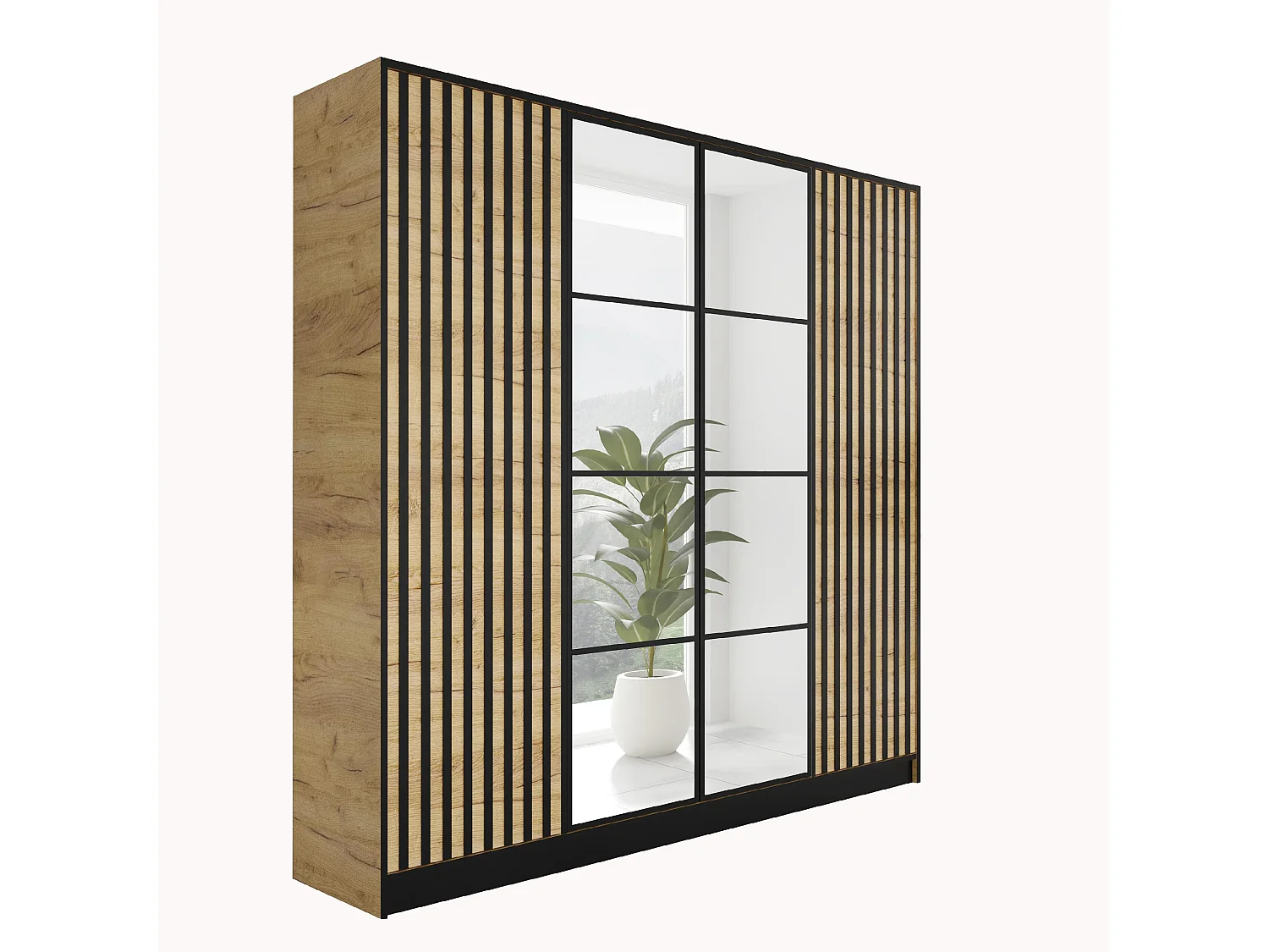 Armoire ouvrante EDEN 4D Modèle 3 Chêne Craft doré