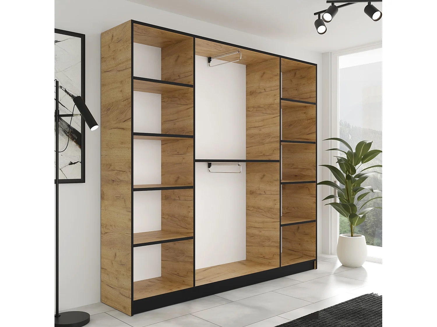 Szafa uchylna EDEN V4 4D – dąb craft i czarny