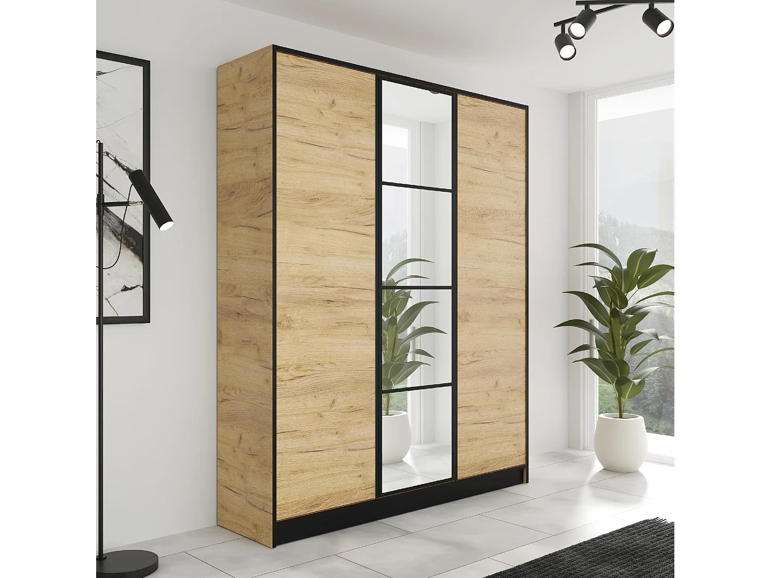 Draaideurkast EDEN – 3 Deuren – Model 1 – Eik Craft Goud