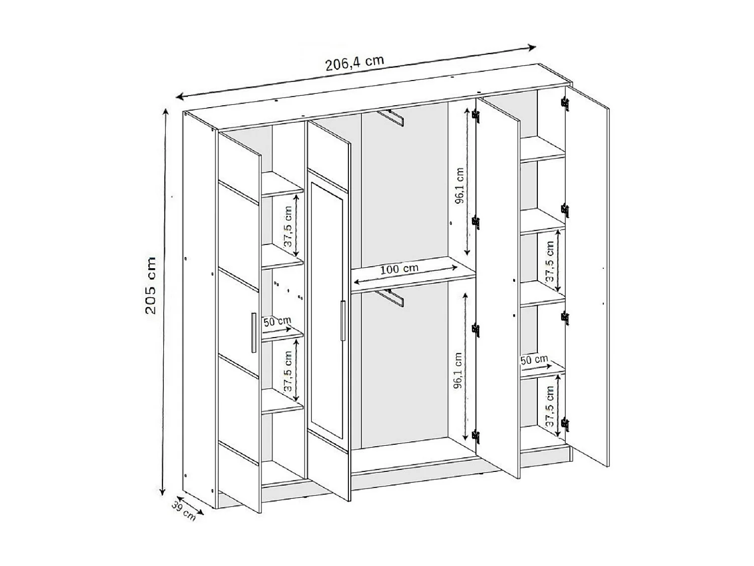 Armoire ouvrante EDEN 4D Modèle 4 Blanc et Noir