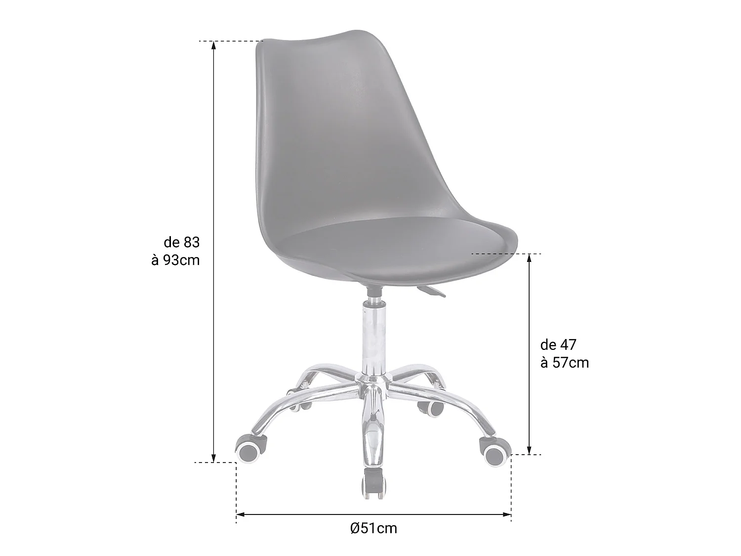 Chaise de bureau réglable en hauteur rouge ANNE
