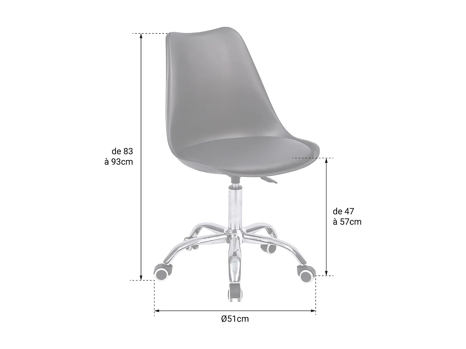 Chaise de bureau réglable en hauteur bleue ANNE