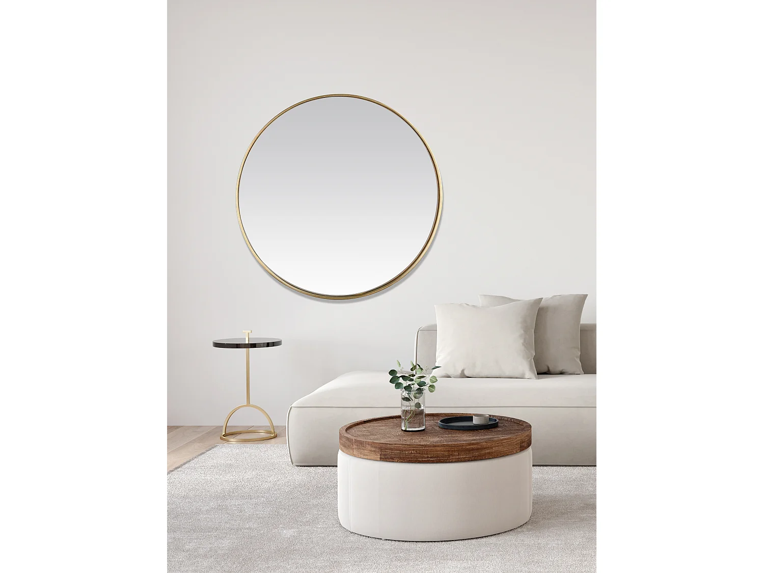 Miroir rond contours fins 80x80cm