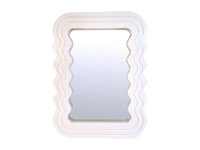 Miroir rectangulaire ondulé blanc 29,5x40cm