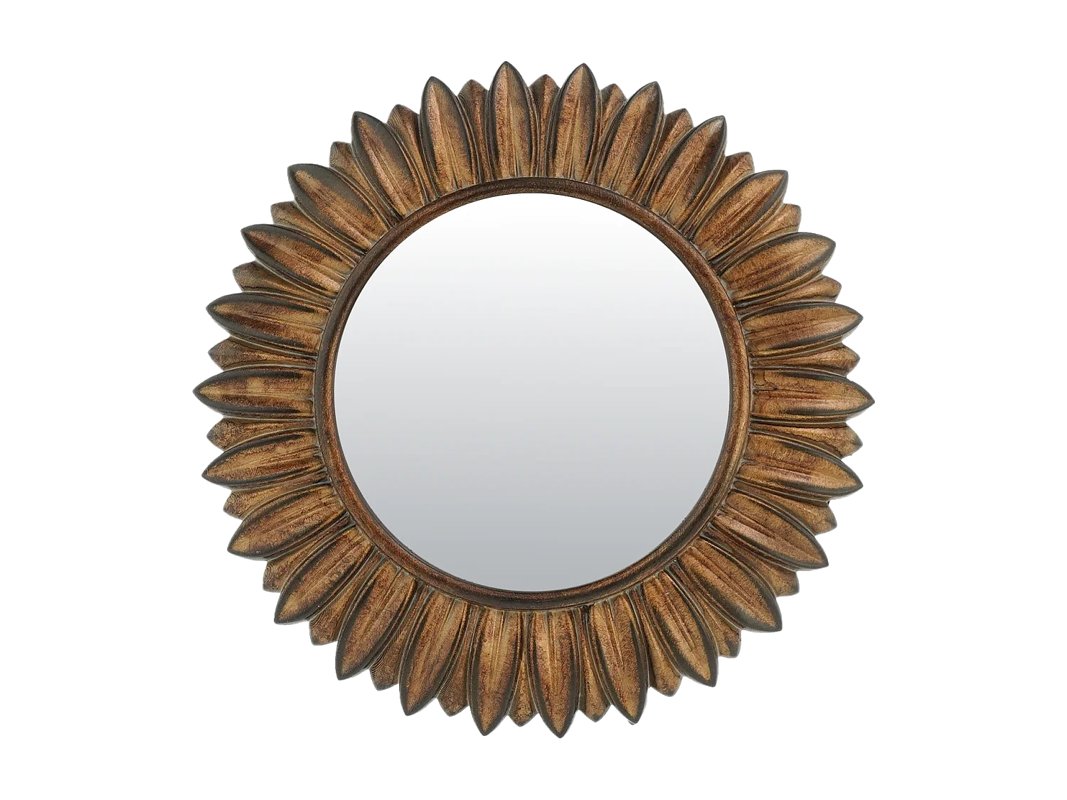 Miroir fleur rond doré patiné 16.4cm