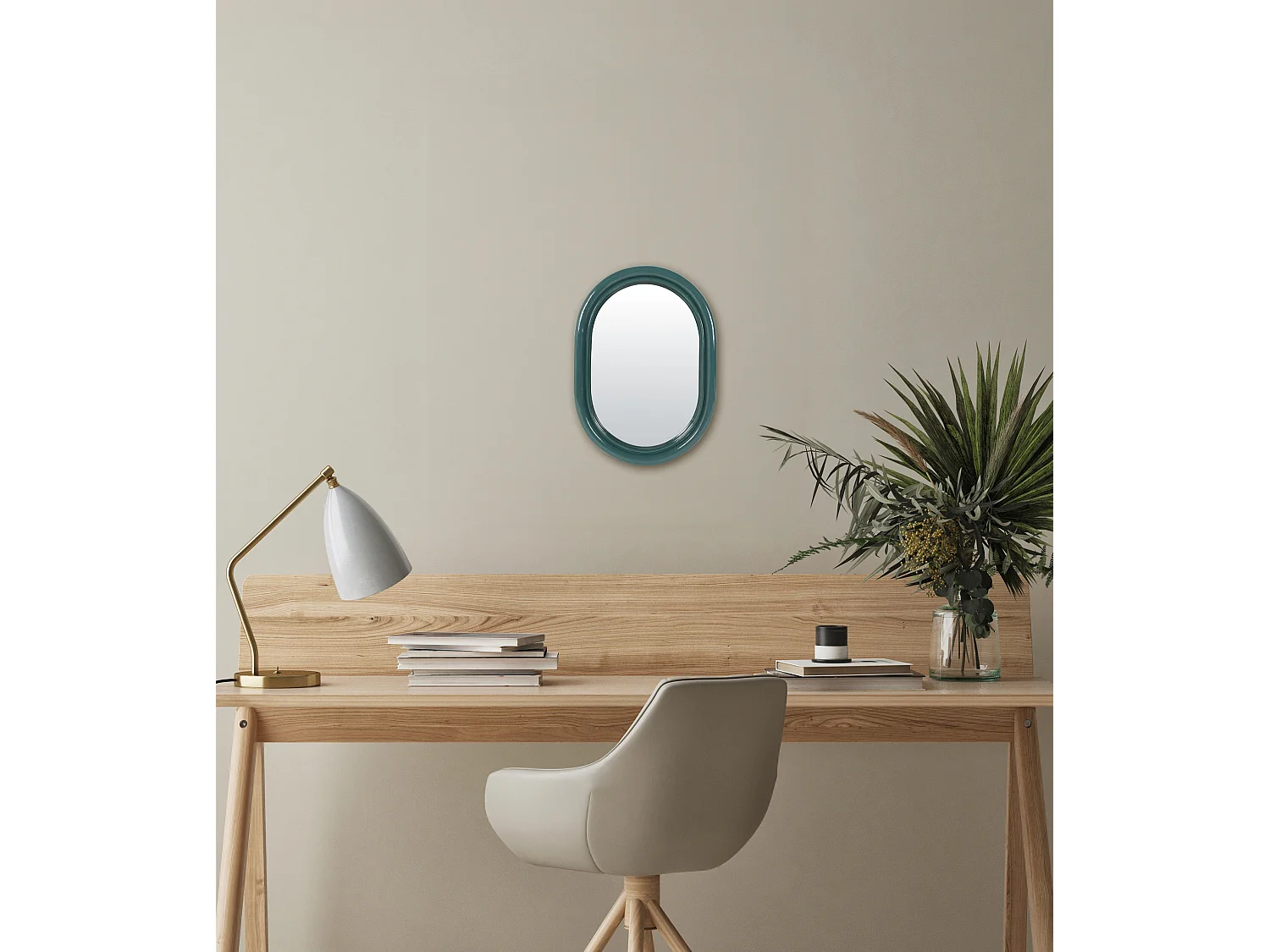 Miroir color oblong bleu canard 15,8x22cm