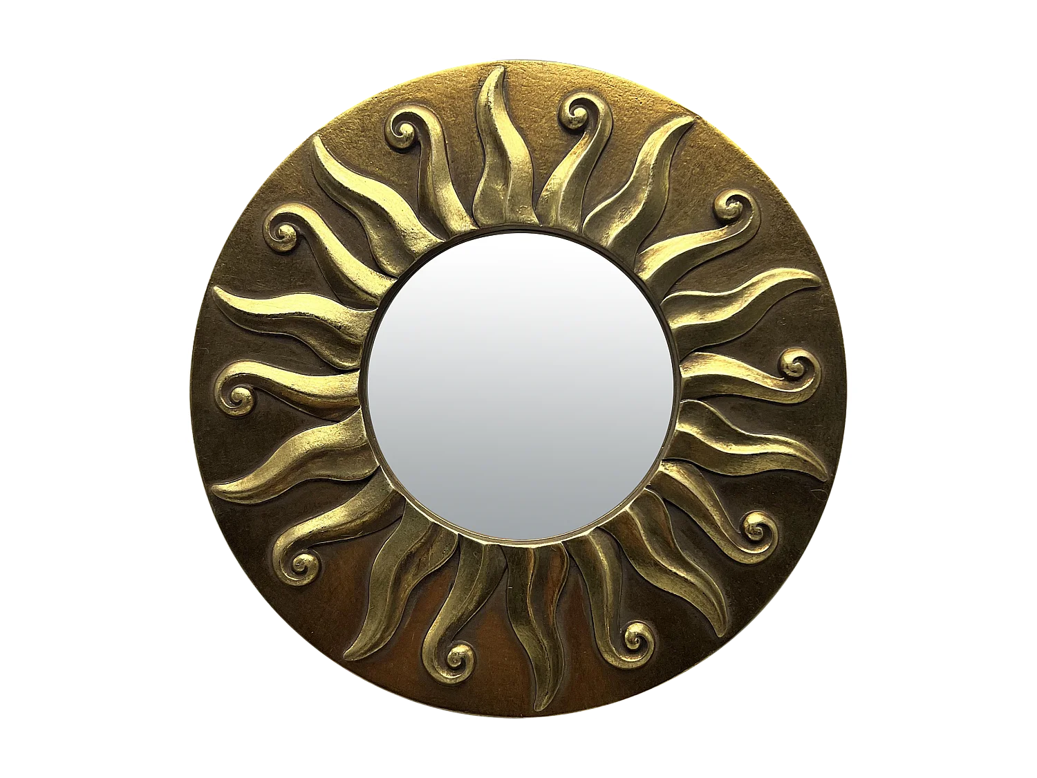 Miroir soleil doré diam 17,5cm