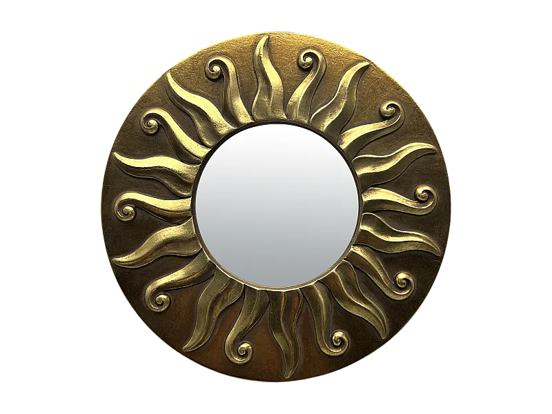 Miroir soleil doré diam 17,5cm