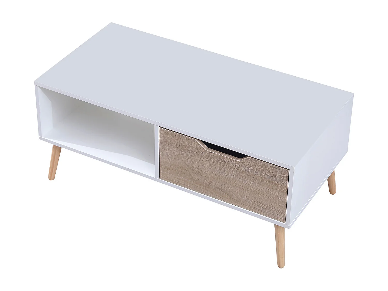 Table basse avec tiroir style scandinave blanche FREJA