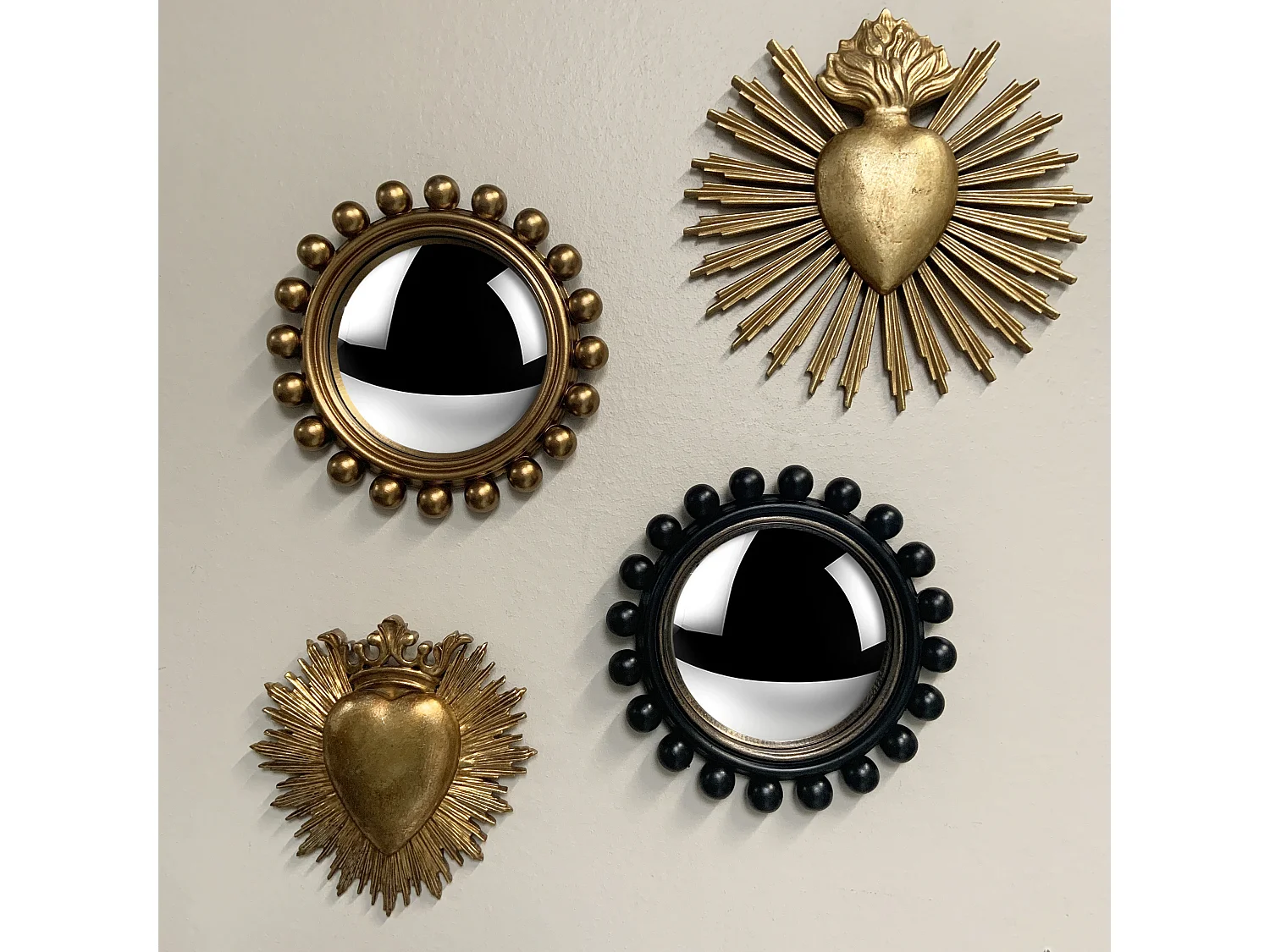 Miroir convexe doré 21,5cm