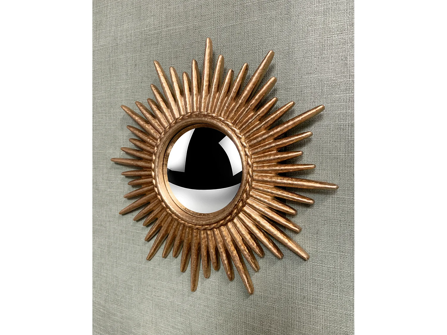 Miroir convexe doré soleil 26cm