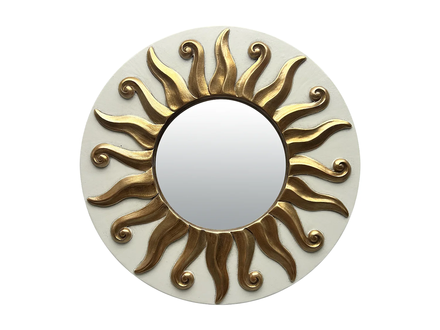Miroir soleil blanc doré diam 17,5cm
