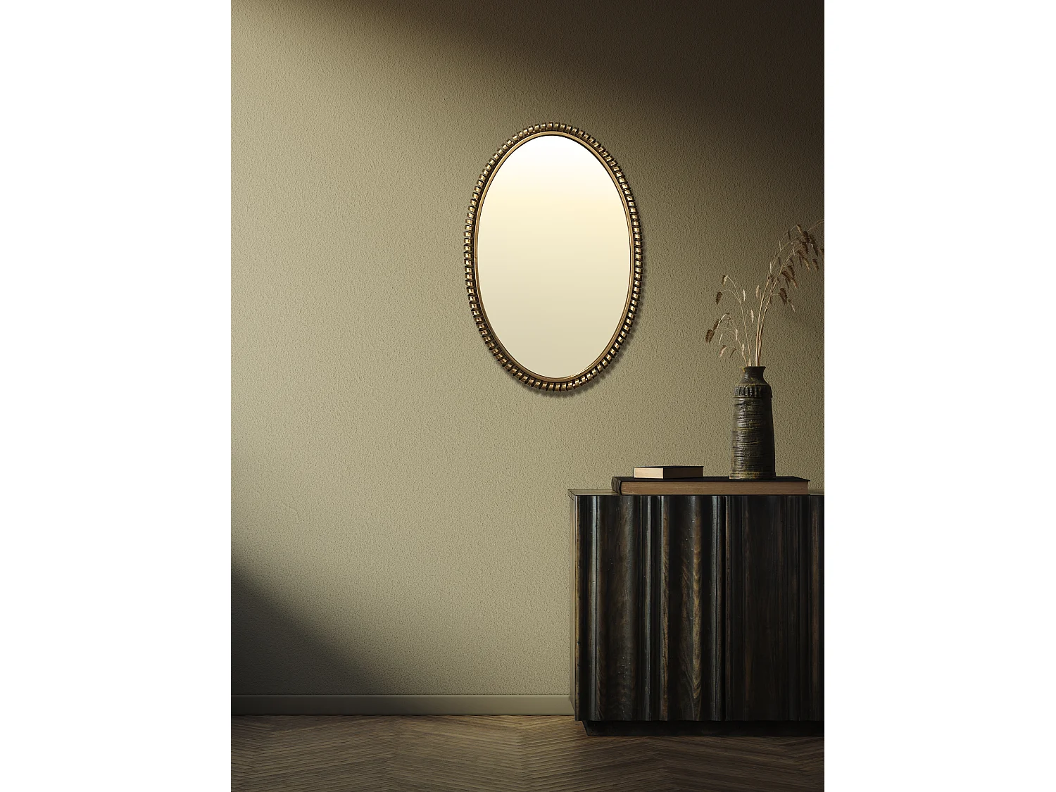 Miroir métal doré ovale 54x80cm