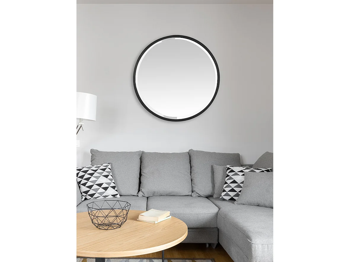 Miroir rond métal noir 80x80cm