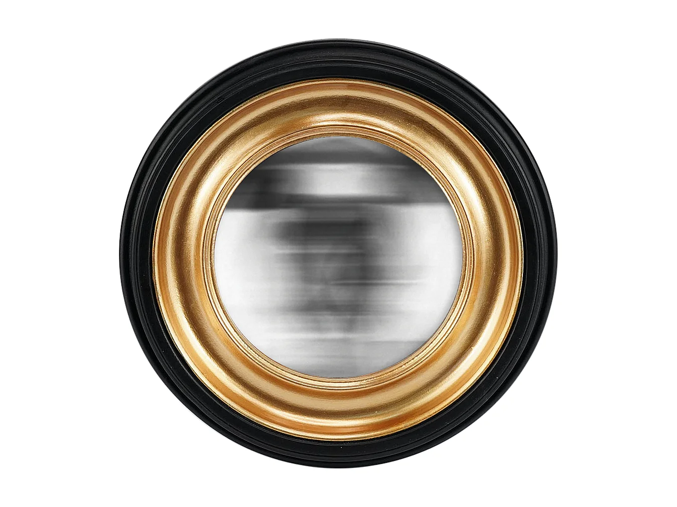 Miroir convexe rond noir halo doré 23,5cm