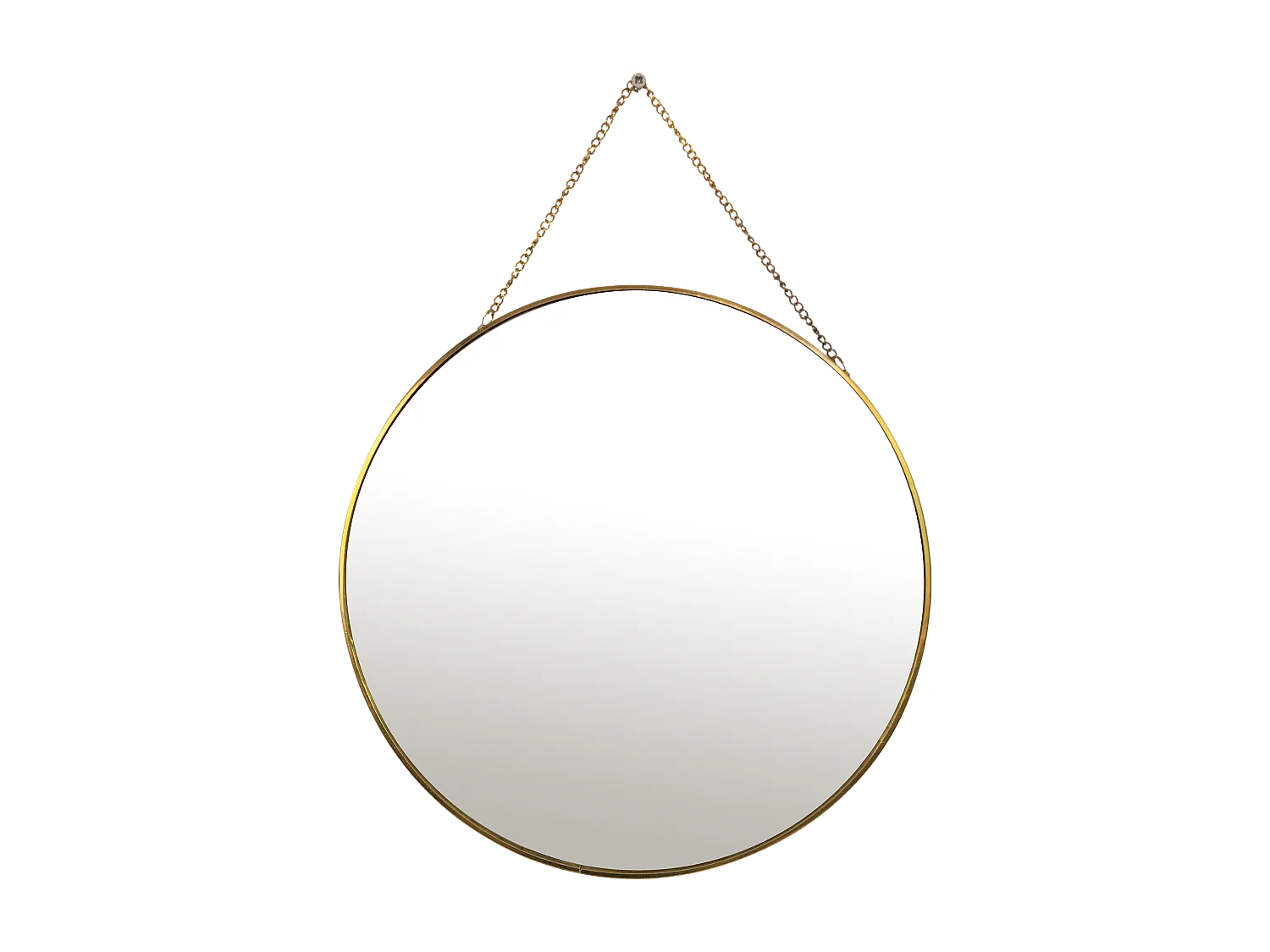 Miroir rond en métal doré avec chainette 30cm