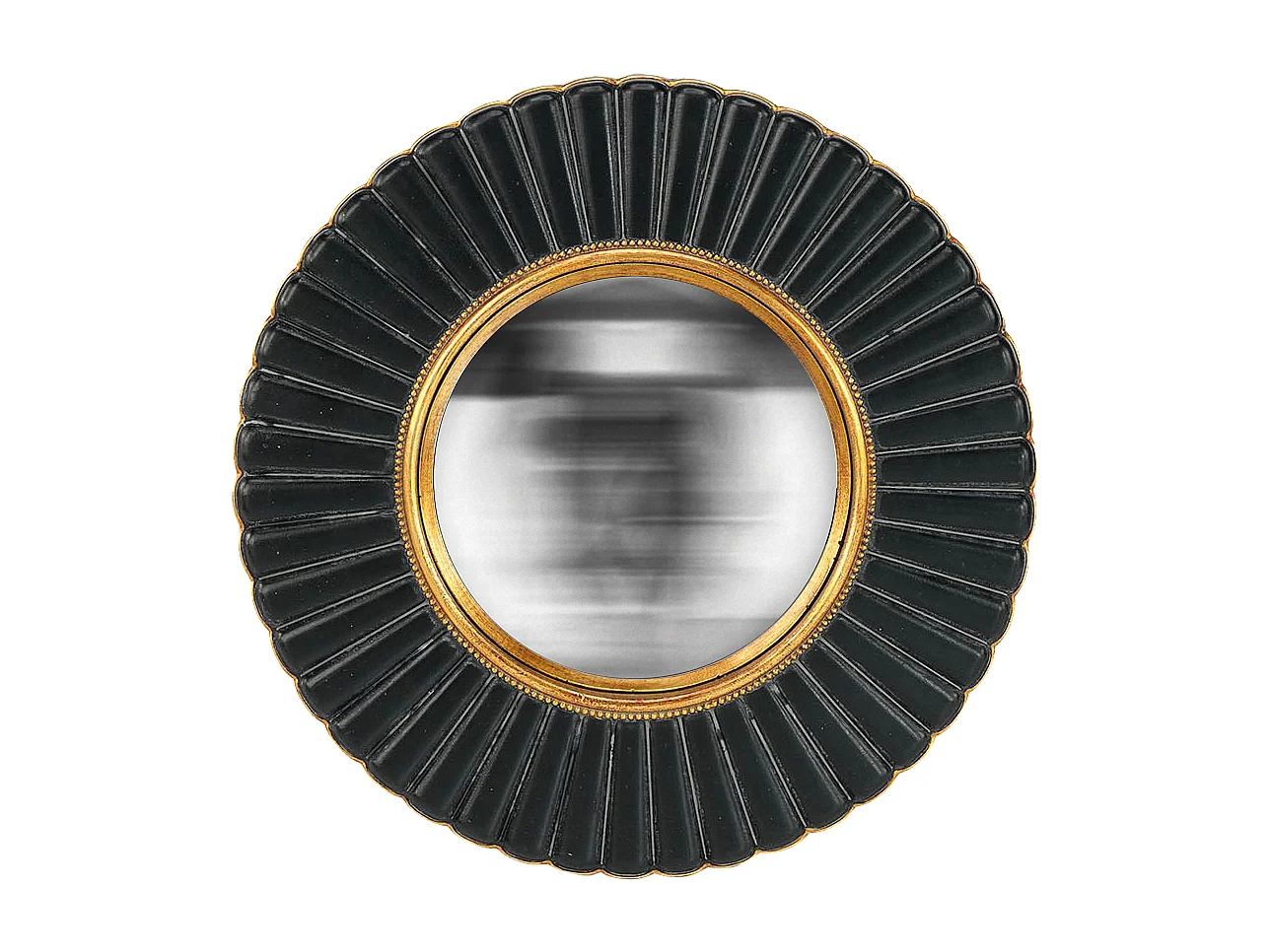 Miroir fleur convexe noir et doré 26cm