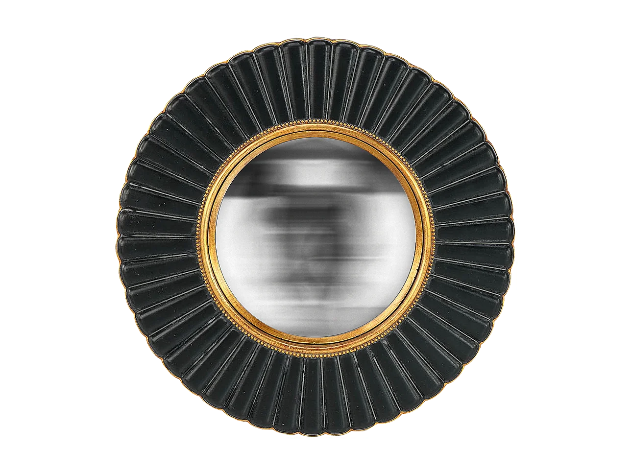 Miroir fleur convexe noir et doré 26cm