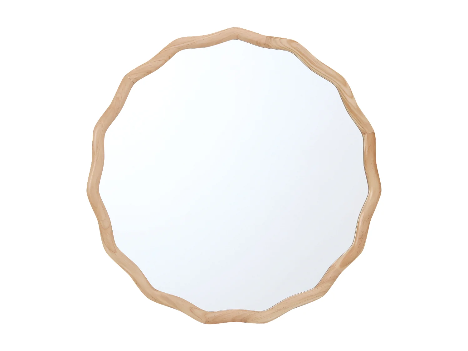Miroir rond bois clair ondulé 60cm