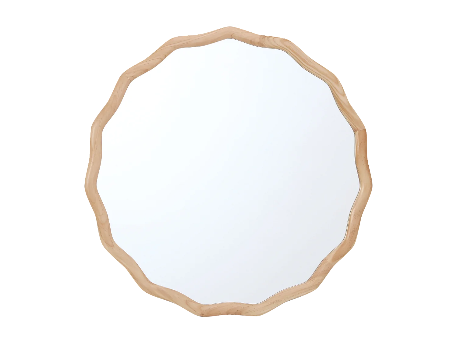 Miroir rond bois clair ondulé 60cm