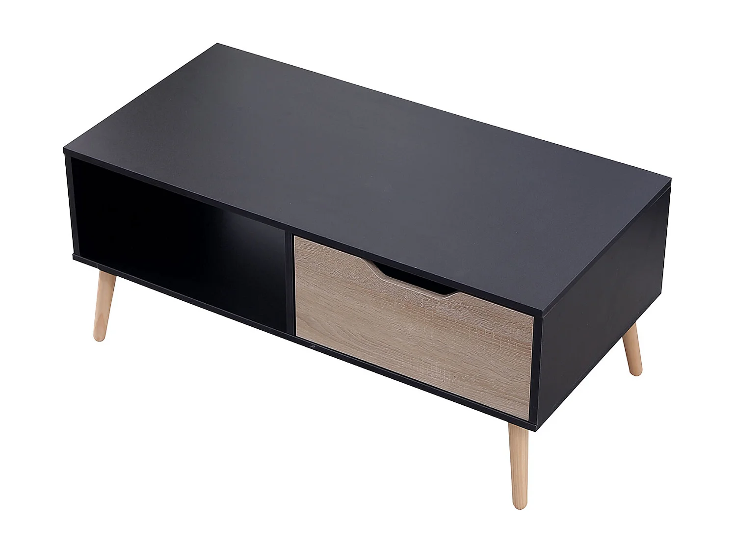 Couchtisch mit Schublade im skandinavischen Stil schwarz FREJA