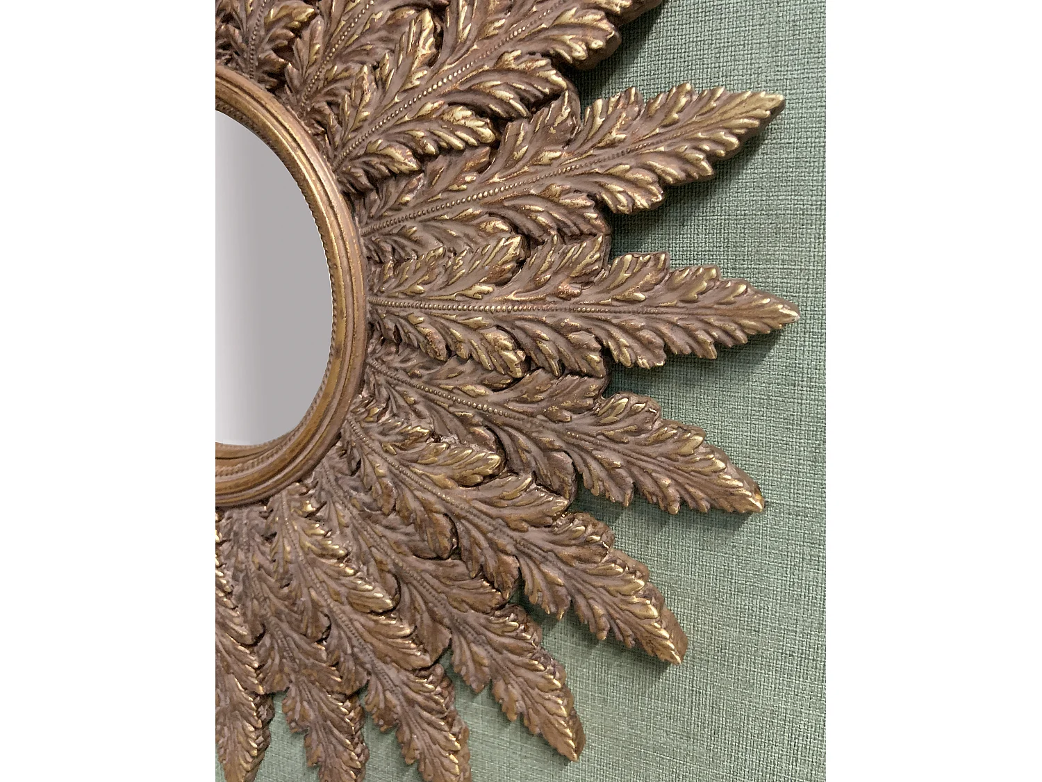 Miroir convexe plumes doré 40cm