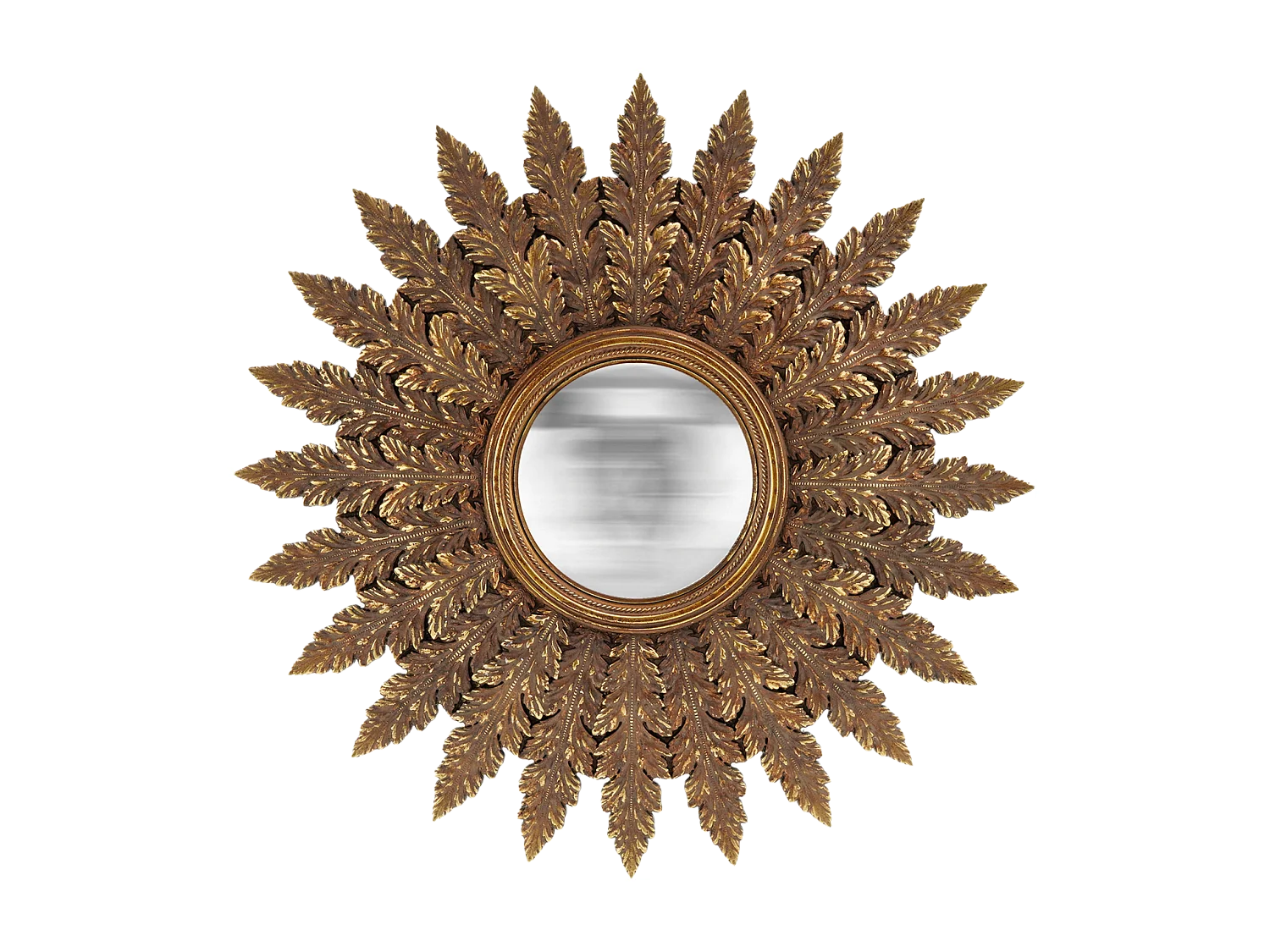 Miroir convexe plumes doré 40cm
