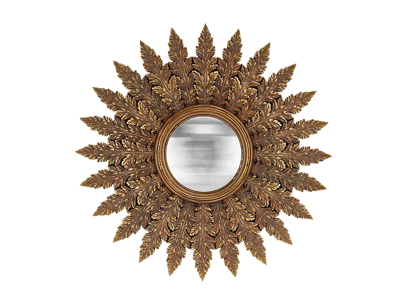 Miroir convexe plumes doré 40cm
