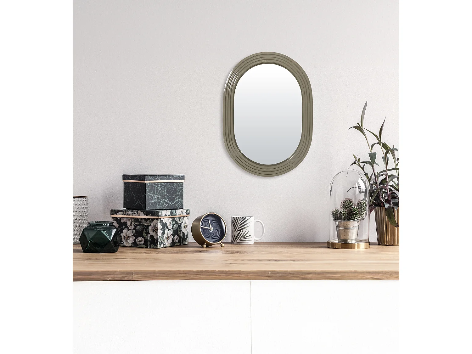 Miroir color oblong kaki 15,8x22cm