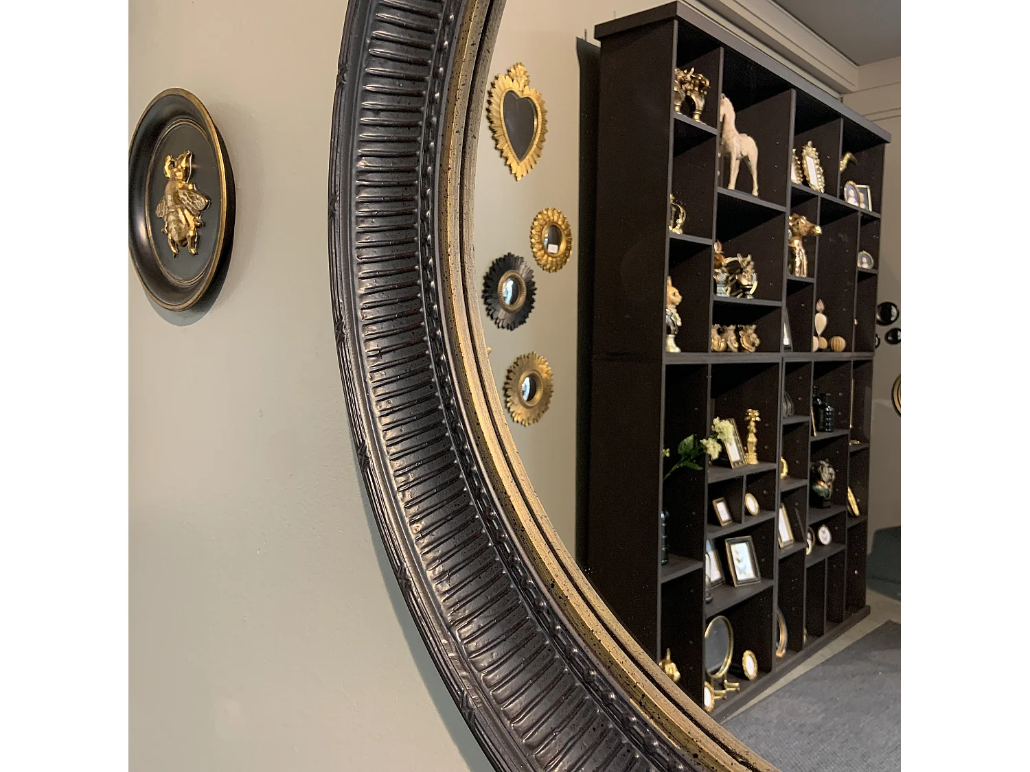 Miroir rond noir et doré 60cm int et 77.5cm ext